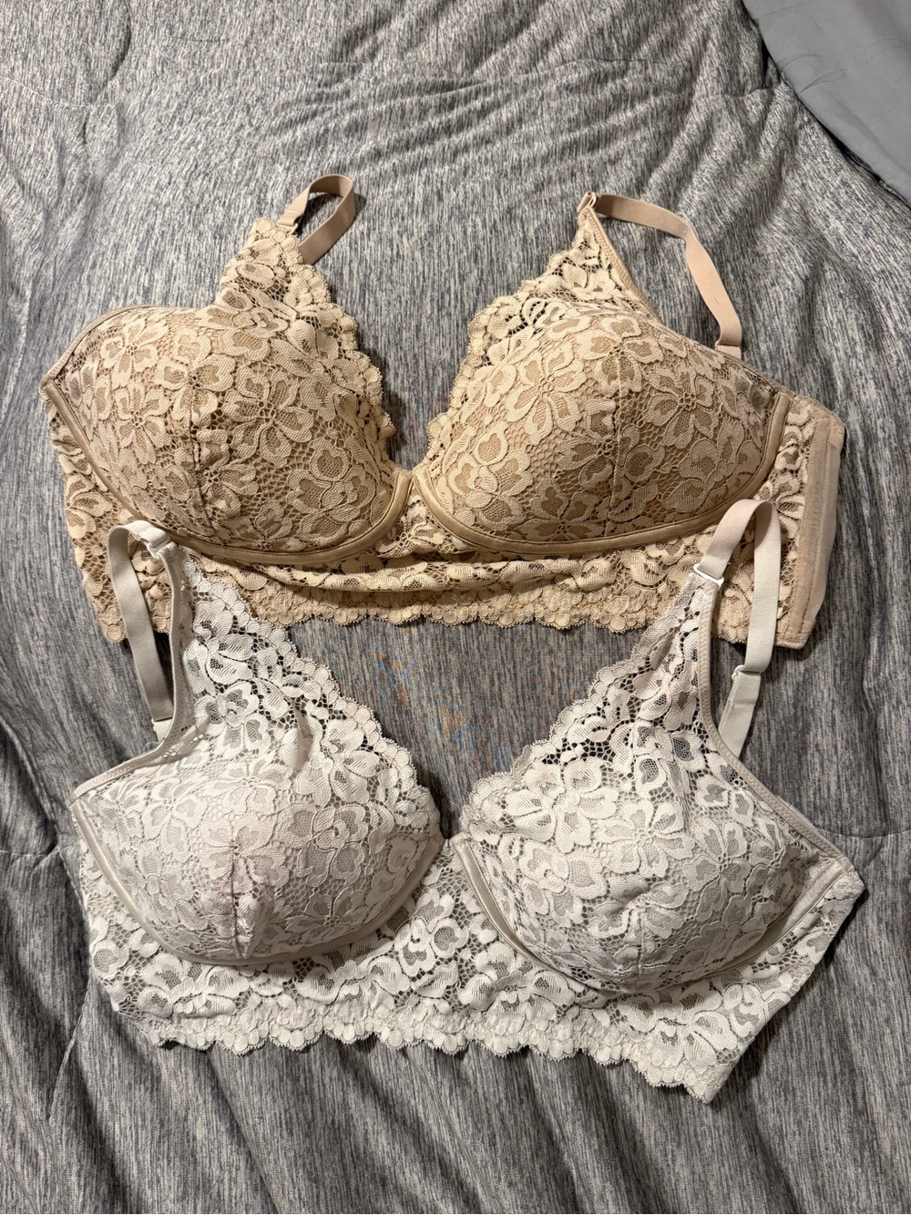 Madenform Lace Bras in Beige and Ivory Duo - 40D